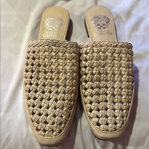 Vince Camuto Women's Beige Woven Mules